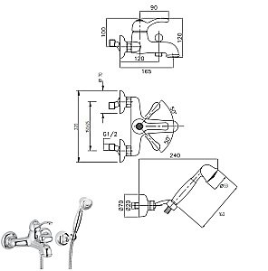 Смеситель для ванны Migliore Lem Crystal ML.LEM-1902K бронза купить в интернет-магазине сантехники Sanbest