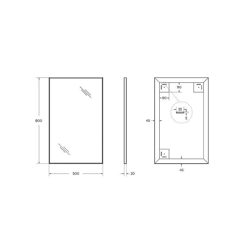 Зеркало BelBagno SPC-AL-500-800 Nero черный в ванную от интернет-магазине сантехники Sanbest