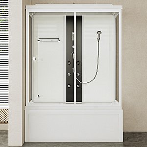 Душевая кабина Orans SR-86202W 150х90 стекло прозрачное/профиль белый купить в интернет-магазине Sanbest