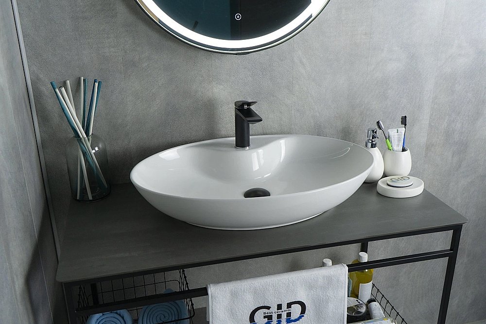 Раковина накладная Gid Lago 65 N9438 51151 белая купить в интернет-магазине Sanbest