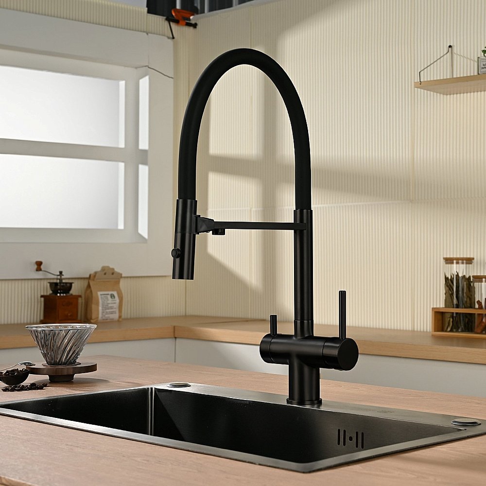 Смеситель для кухни Vincea VKF-120MB черный матовый купить в интернет-магазине сантехники Sanbest