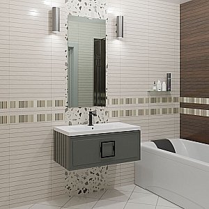 Тумба с раковиной LA FENICE Cubo Grigio 80 серая/ручка черная для ванной в интернет-магазине Sanbest