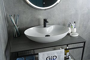 Раковина накладная Gid Lago 65 N9438 51151 белая купить в интернет-магазине Sanbest