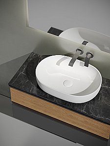 Тумба с раковиной Sancos DELTA 100 со столешницей, дуб красный/графит для ванной в интернет-магазине Sanbest