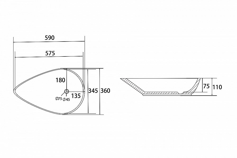 Раковина накладная ABBER Bequem AC2117MW 59 белая матовая купить в интернет-магазине Sanbest