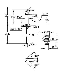 Смеситель для раковины GROHE Eurosmart 23922003 хром купить в интернет-магазине сантехники Sanbest