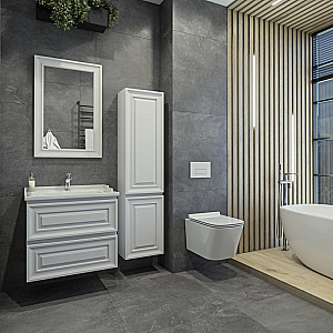 Тумба с раковиной Caprigo Ponza-A 70 два ящика, белая для ванной в интернет-магазине Sanbest