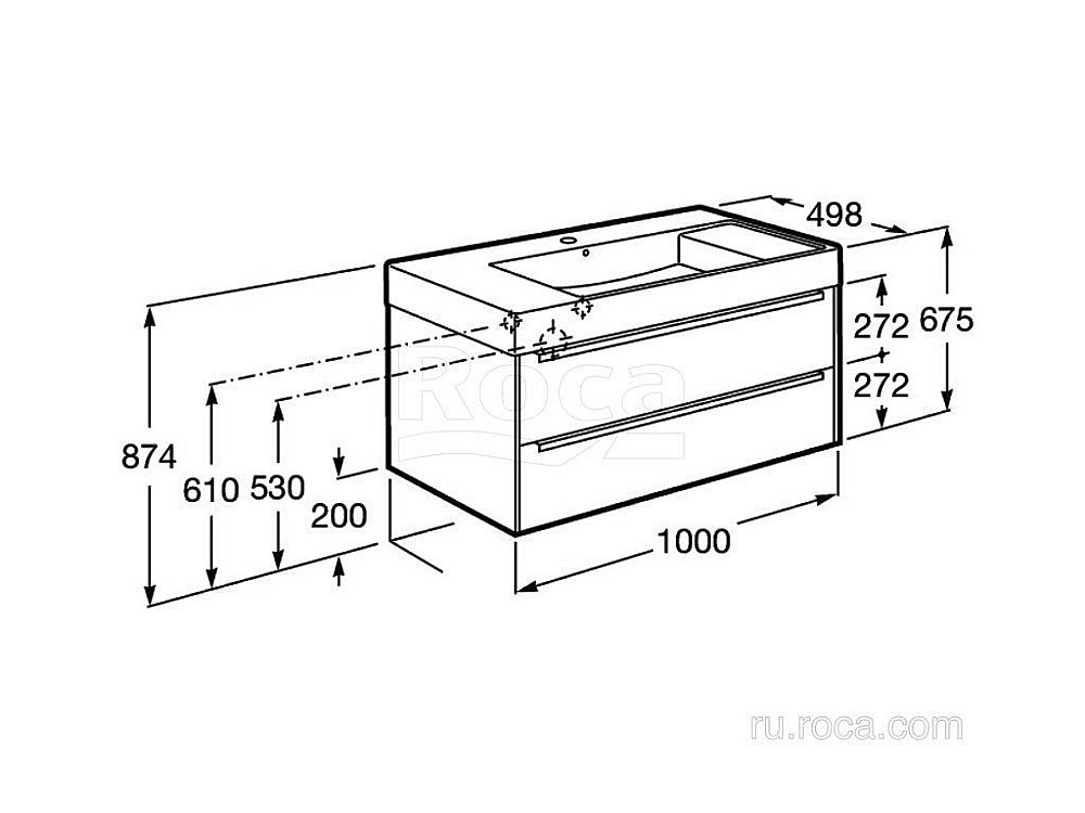 Тумба с раковиной Roca Inspira 851077403 100 зеркальный для ванной в интернет-магазине Sanbest