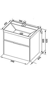 Тумба с раковиной Aquanet Латина 70 с ящиками для ванной в интернет-магазине Sanbest