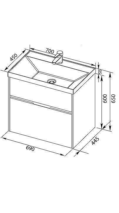 Тумба с раковиной Aquanet Латина 70 с ящиками для ванной в интернет-магазине Sanbest
