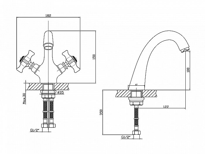 Смеситель для раковины Agger Retro-X A1702100 хром купить в интернет-магазине сантехники Sanbest