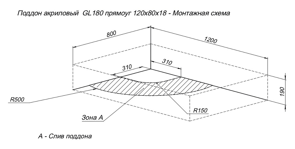 Душевой поддон Aquanet GL180 120x80 купить в интернет-магазине Sanbest