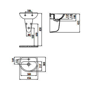 Раковина с полупьедесталом Creavit Oval 45 TP145-00CB00E-0000 белая купить в интернет-магазине Sanbest