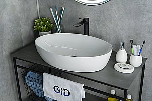 Раковина накладная Gid Lago 61 N9433 51148 белая купить в интернет-магазине Sanbest