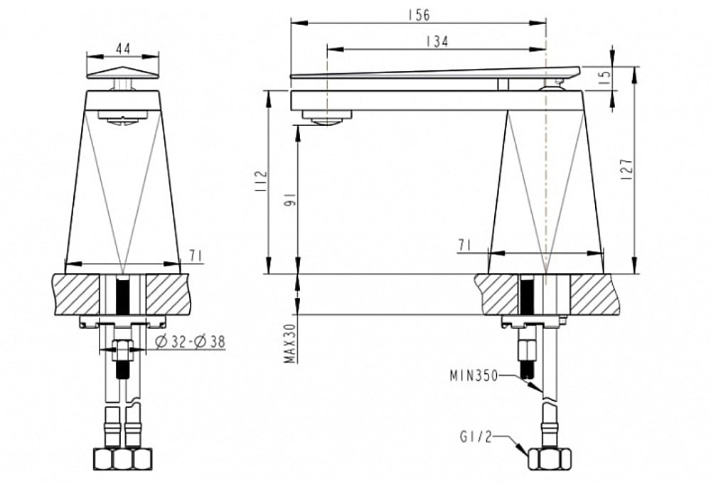 Смеситель для раковины BRAVAT Diamond F118102C-1-ENG купить в интернет-магазине сантехники Sanbest