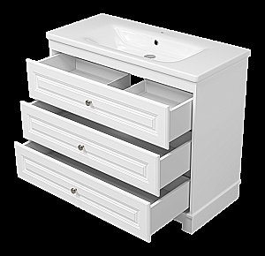 Тумба с раковиной Misty Ларго -100 П-Лар-07100-01-3Я белая матовая для ванной в интернет-магазине Sanbest