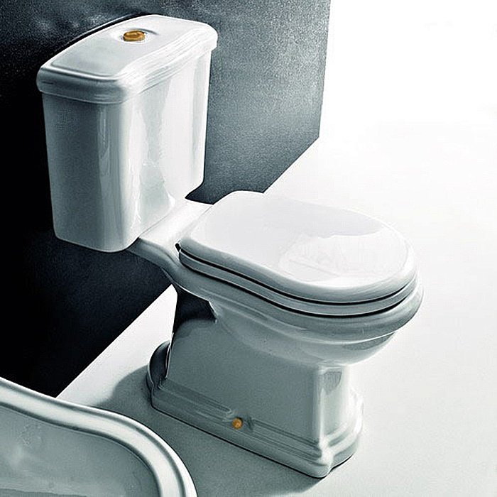 Унитаз напольный Kerasan Retro 1012 с бачком 1081 Белый/кнопка бронза купить в интернет-магазине Sanbest