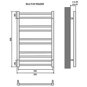 Полотенцесушитель Aquatek Вега П10 50х80 AQ DR1080CH хром купить в интернет-магазине сантехники Sanbest