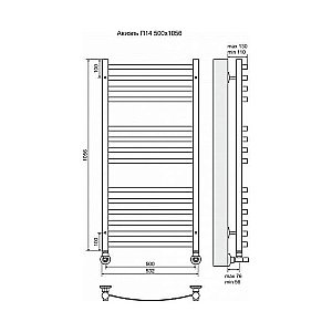 Полотенцесушитель водяной Terminus Авиэль П14 500x1056 купить в интернет-магазине сантехники Sanbest