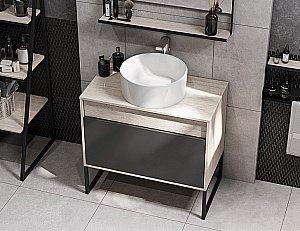 Тумба с раковиной Акватон Лофт Урбан 65 графит\орегон для ванной в интернет-магазине Sanbest