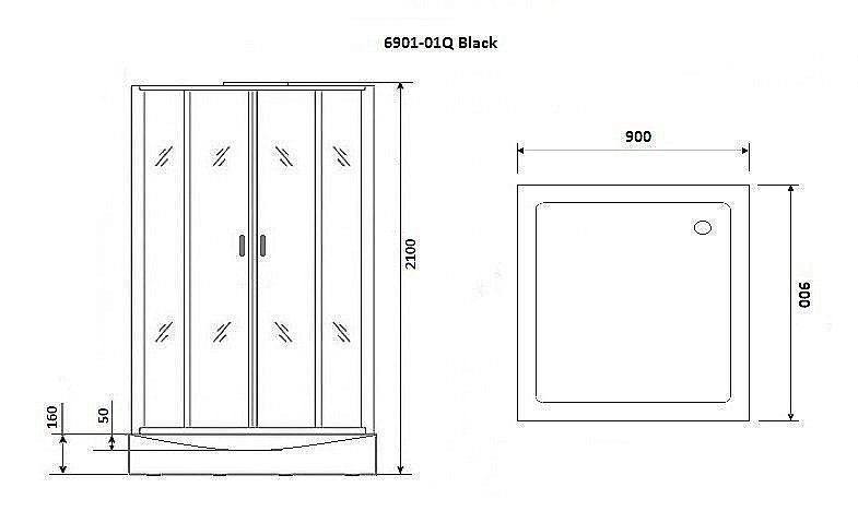 Душевая кабина Niagara Premium NG- 6901-01Q BLACK 90x90 купить в интернет-магазине Sanbest