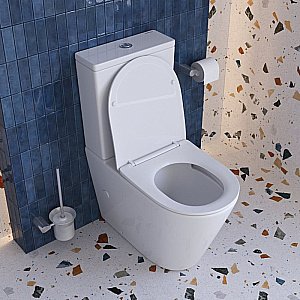 Унитаз напольный BelBagno FLAY-TOR BB2149CP-TOR/SC белый, с крышкой микролифт, с бачком, безободковый, слив-торнадо купить в интернет-магазине Sanbest