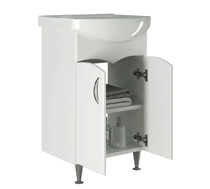 Тумба с раковиной MIXLINE ФОРМАТ 52 белая для ванной в интернет-магазине Sanbest