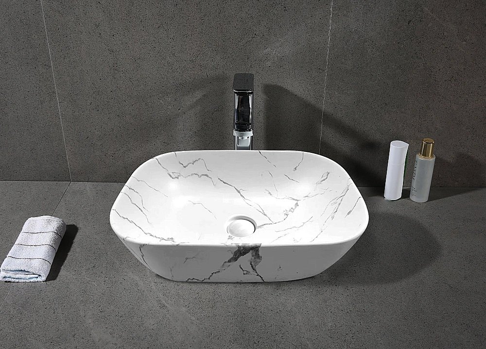 Раковина накладная CeruttiSpa 50 CR8217MMW мрамор белый матовый купить в интернет-магазине Sanbest