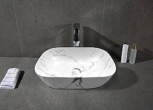 Раковина накладная CeruttiSpa 50 CR8217MMW мрамор белый матовый купить в интернет-магазине Sanbest