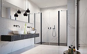 Душевая дверь Radaway Nes 8 Black DWD II 150 930+570 стекло прозрачное/профиль черный матовый купить в интернет-магазине Sanbest