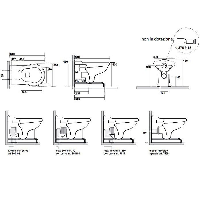 Унитаз приставной Kerasan Retro 1016 белый купить в интернет-магазине Sanbest