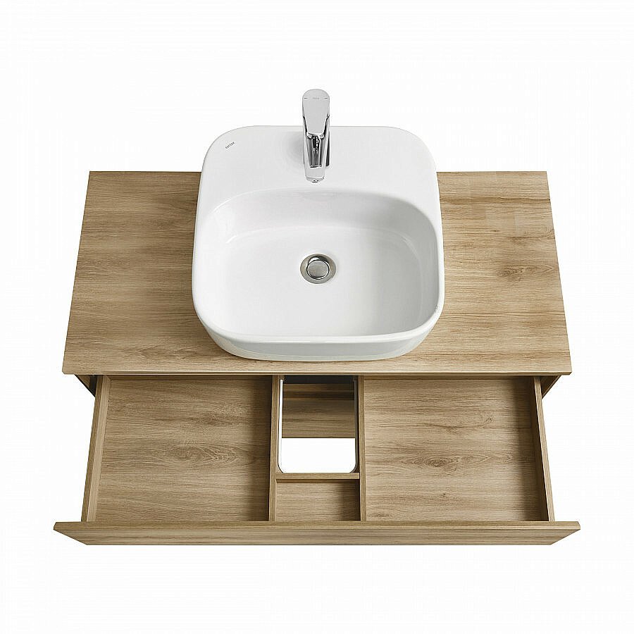 Тумба со столешницей Акватон Либерти 100 дуб эльвезия для ванной в интернет-магазине Sanbest