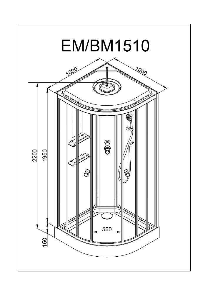 Душевая кабина DTO ЕМ1510 N 100х100 купить в интернет-магазине Sanbest