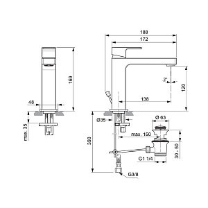 Смеситель для раковины Ideal Standard Edge Grande A7106AA купить в интернет-магазине сантехники Sanbest