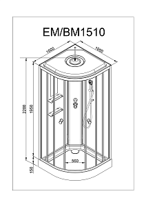 Душевая кабина Deto ЕМ1510 N 100х100 купить в интернет-магазине Sanbest