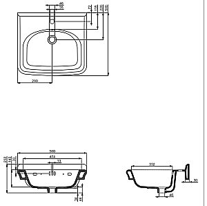 Консоль с раковиной Burlington Guild 56 с 1-им отверстием, хром для ванной в интернет-магазине сантехники Sanbest