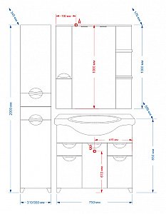 Зеркало со шкафом Misty Жасмин 74 бежевая эмаль в ванную от интернет-магазине сантехники Sanbest
