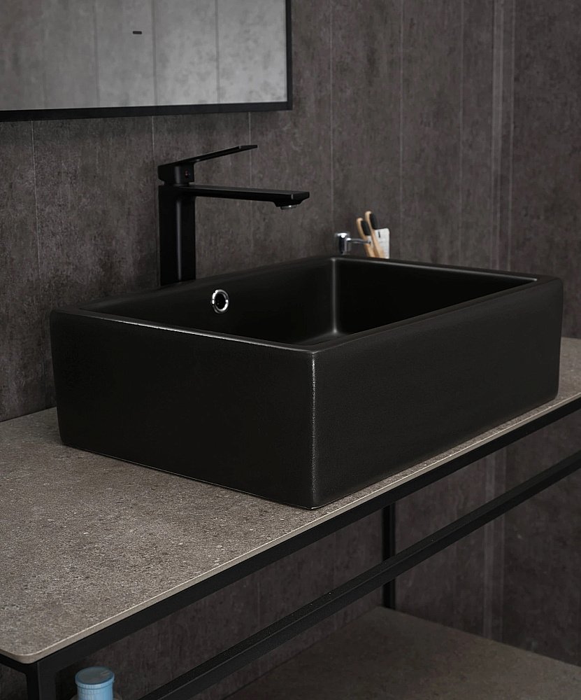 Раковина накладная Gid Geometrico 50 N9129bg 53381 черная графит купить в интернет-магазине Sanbest