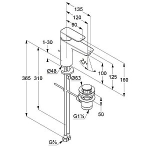 Смеситель для раковины Kludi Pure&Style 402900575 купить в интернет-магазине сантехники Sanbest