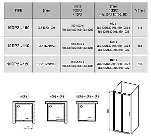 Душевая дверь Ravak 10° 10DP2-110 белый купить в интернет-магазине Sanbest
