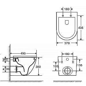 Унитаз подвесной Azario Grado AZ-0046-UQ3-MB черный матовый, безободковый, с крышкой микролифт, слив торнадо купить в интернет-магазине Sanbest