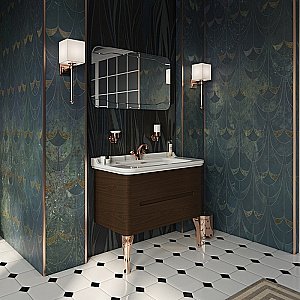 Тумба с раковиной Kerasan Waldorf 925546 100 темный орех с 1 отверстием/заглушка хром для ванной в интернет-магазине Sanbest