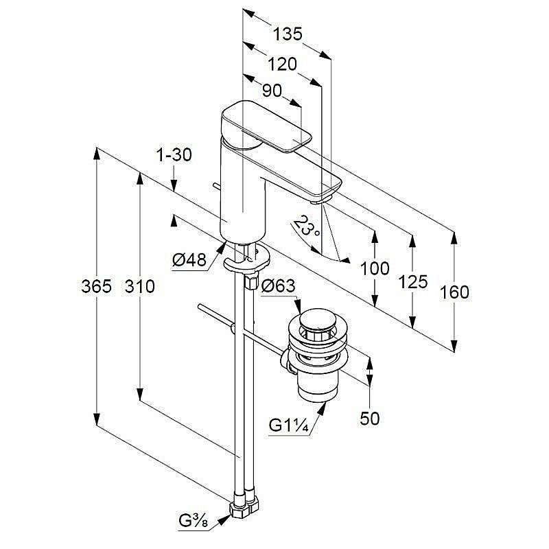 Смеситель для раковины Kludi Pure&Style 402900575 купить в интернет-магазине сантехники Sanbest