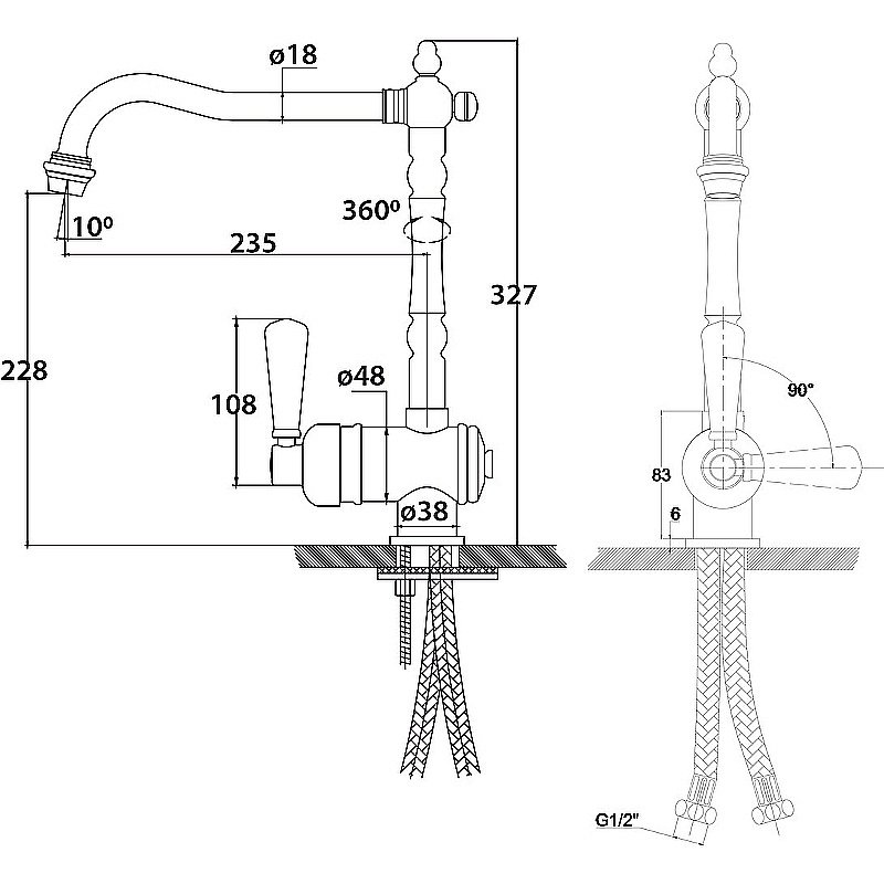Смеситель для кухни Kaiser Vincent 31066-3 купить в интернет-магазине сантехники Sanbest