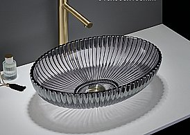 Раковина накладная CeramaLux GL 51 GL49A графит, прозрачная купить в интернет-магазине Sanbest