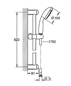 Душевой гарнитур Grohe Tempesta New 100 27795001 хром купить в интернет-магазине сантехники Sanbest
