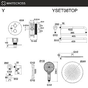 Душевая система WhiteCross Y YSET08TOPGLB золото брашированное купить в интернет-магазине сантехники Sanbest
