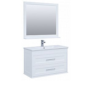 Тумба с раковиной Aquanet Бостон 100/Flat 100 белая матовая для ванной в интернет-магазине Sanbest