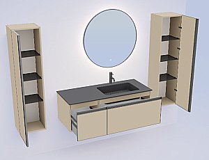 Тумба с раковиной Armadi Art QUATRO 2 140 DAPHNE/профиль ANTHRACITE/раковина ANTHRACITE для ванной в интернет-магазине Sanbest