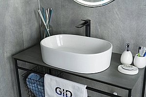 Раковина накладная Gid Lago 56  N9025 51111 белая купить в интернет-магазине Sanbest